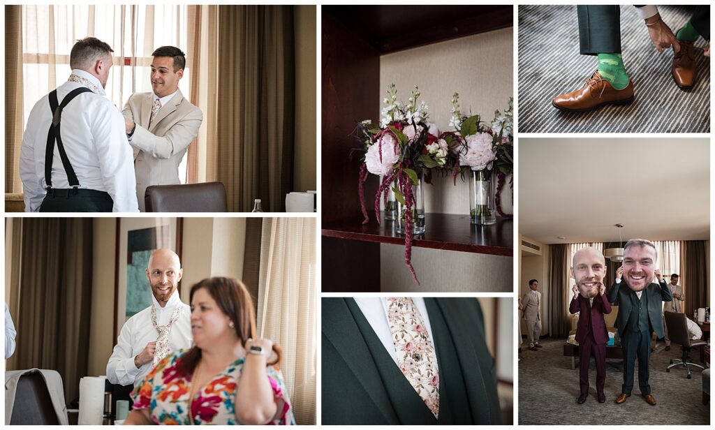 Brian and Jeff get ready with their wedding party on the wedding morning