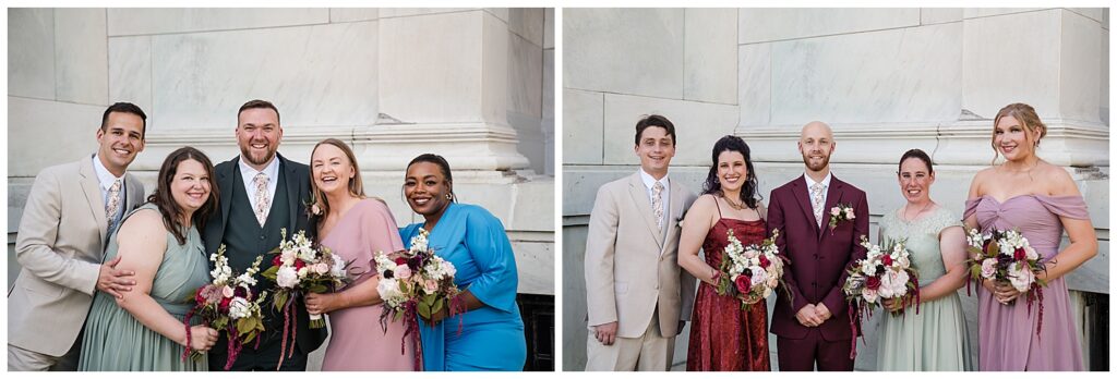 Brian and Jeff pose at the Albright Knox art gallery with their wedding party