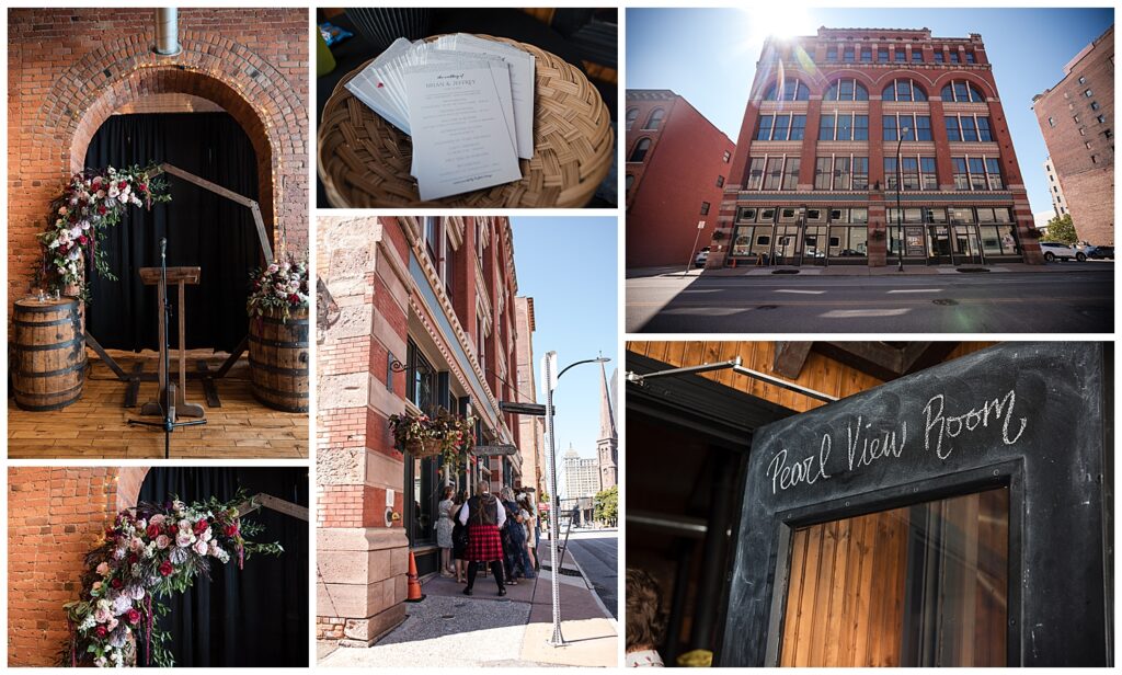 images of Brian and Jeffs wedding decor inside pearl at the webb