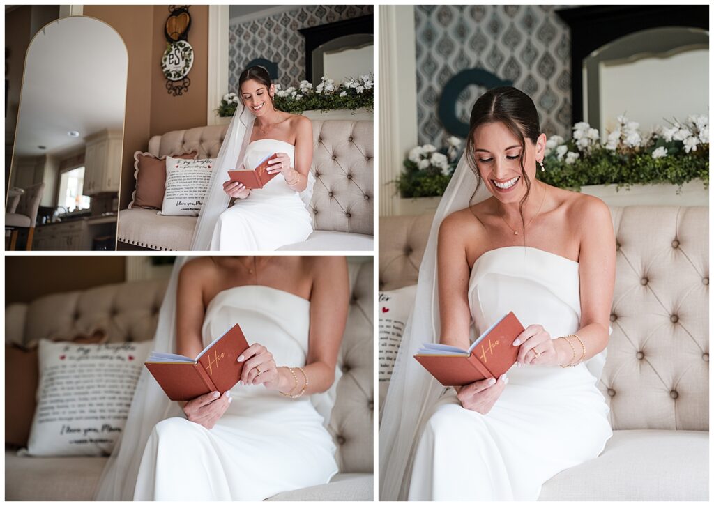 Bride reading vows written by her groom to be