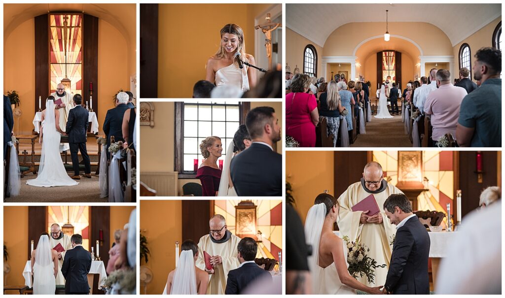 ceremony photos of bride and groom inside the church