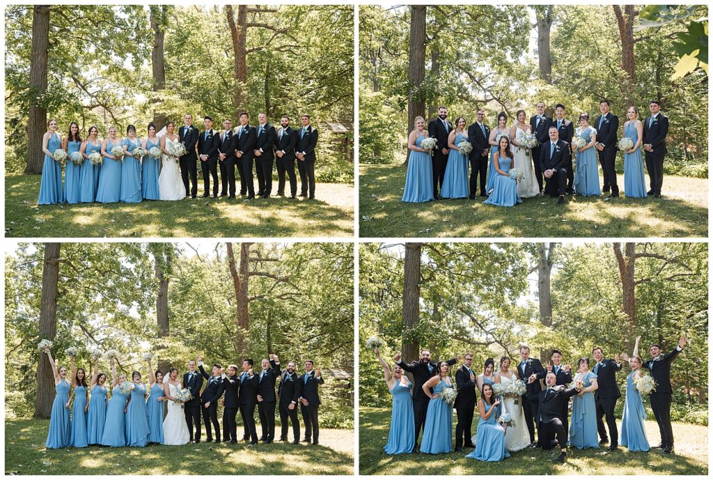 bridal party poses for photos outside the buffalo history museum