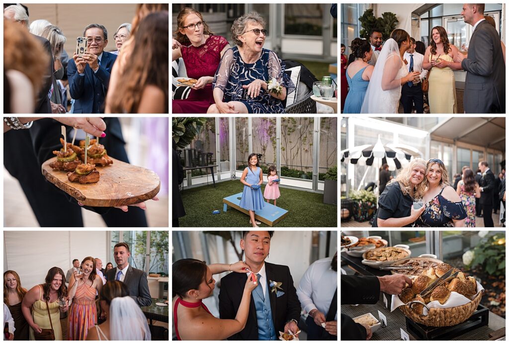guests enjoy cocktail hour in the courtyard of the westin buffalo hotel