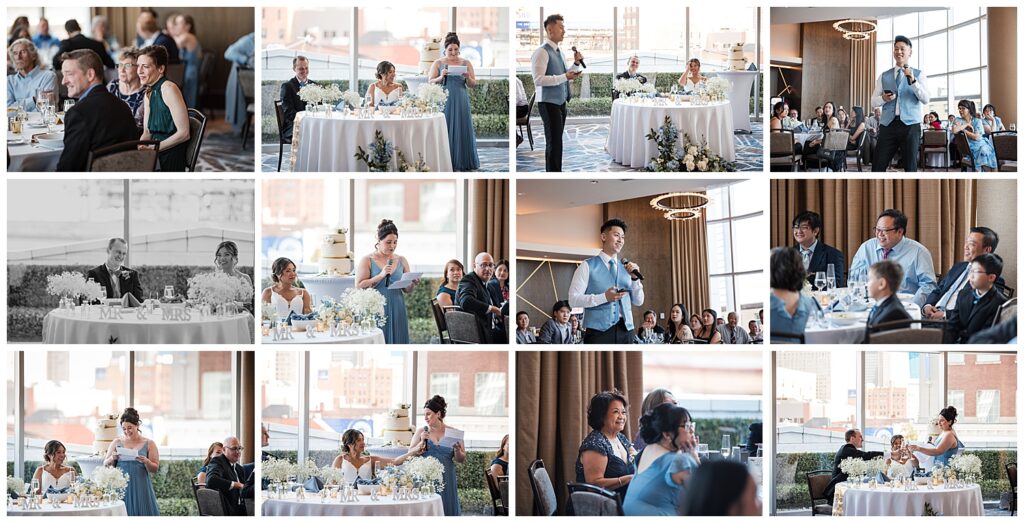 wedding party gives speeches during the couples wedding reception