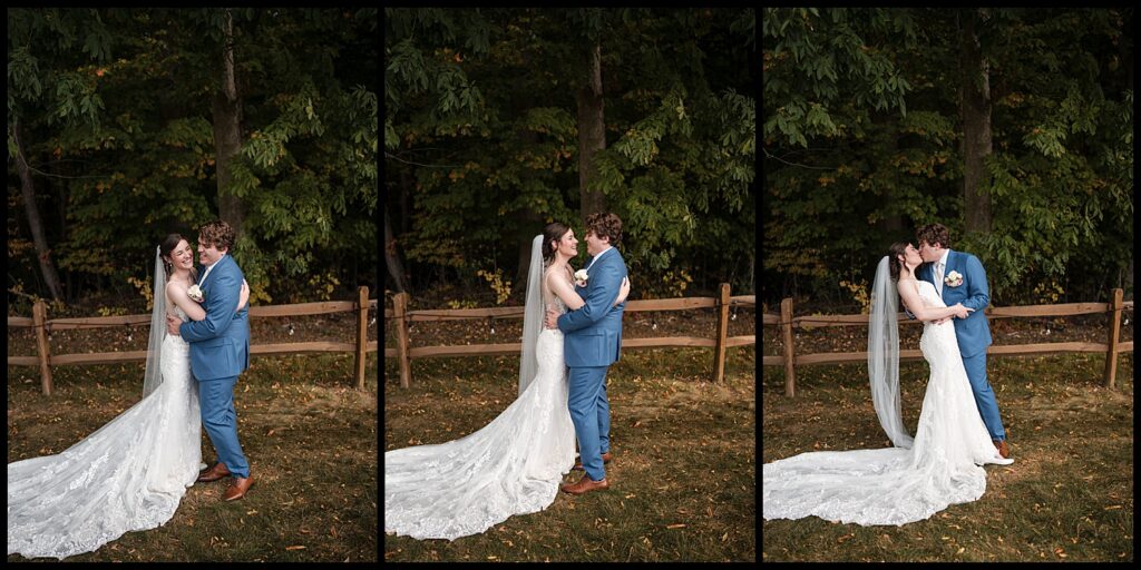 bride and groom on their wedding day at the legacy on 18 mile creek hamburg ny