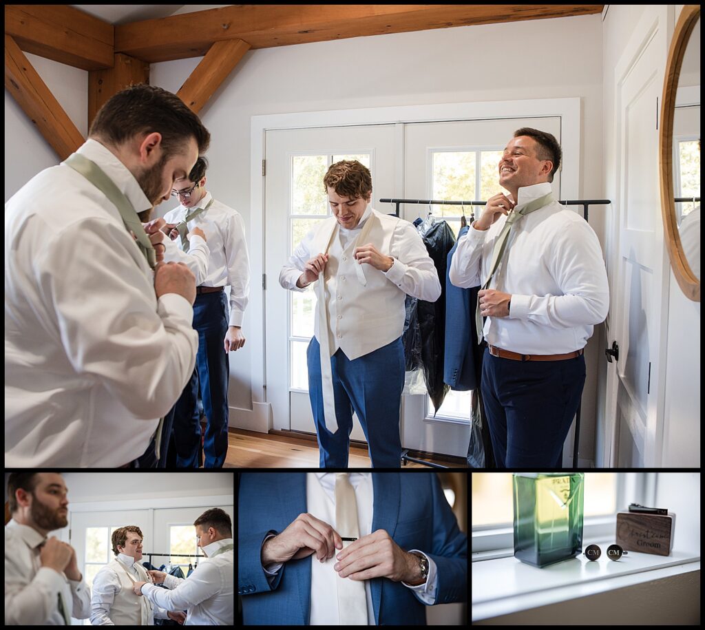 groom getting ready in groom suite of the legacy on 18 mile creek hamburg ny